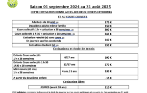 COTISATION SAISON 2024 - 2025